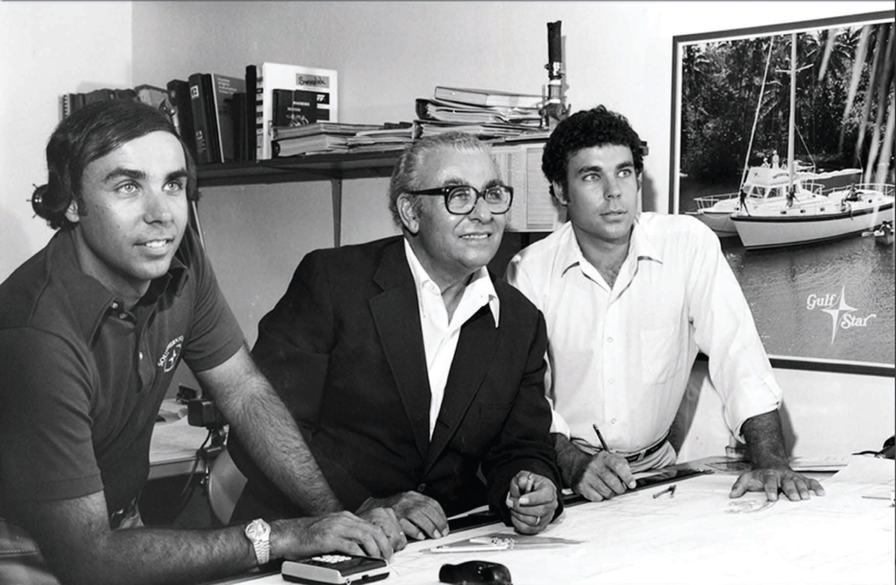 Left to right: Brad Lazzara, Joseph’s uncle; Vincent Lazzara, Joseph’s grandfather; and Dick Lazzara, Joseph’s father, at a drawing table.